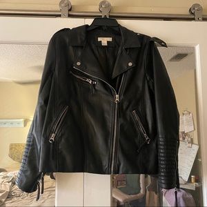 Faux leather motorcycle jacket